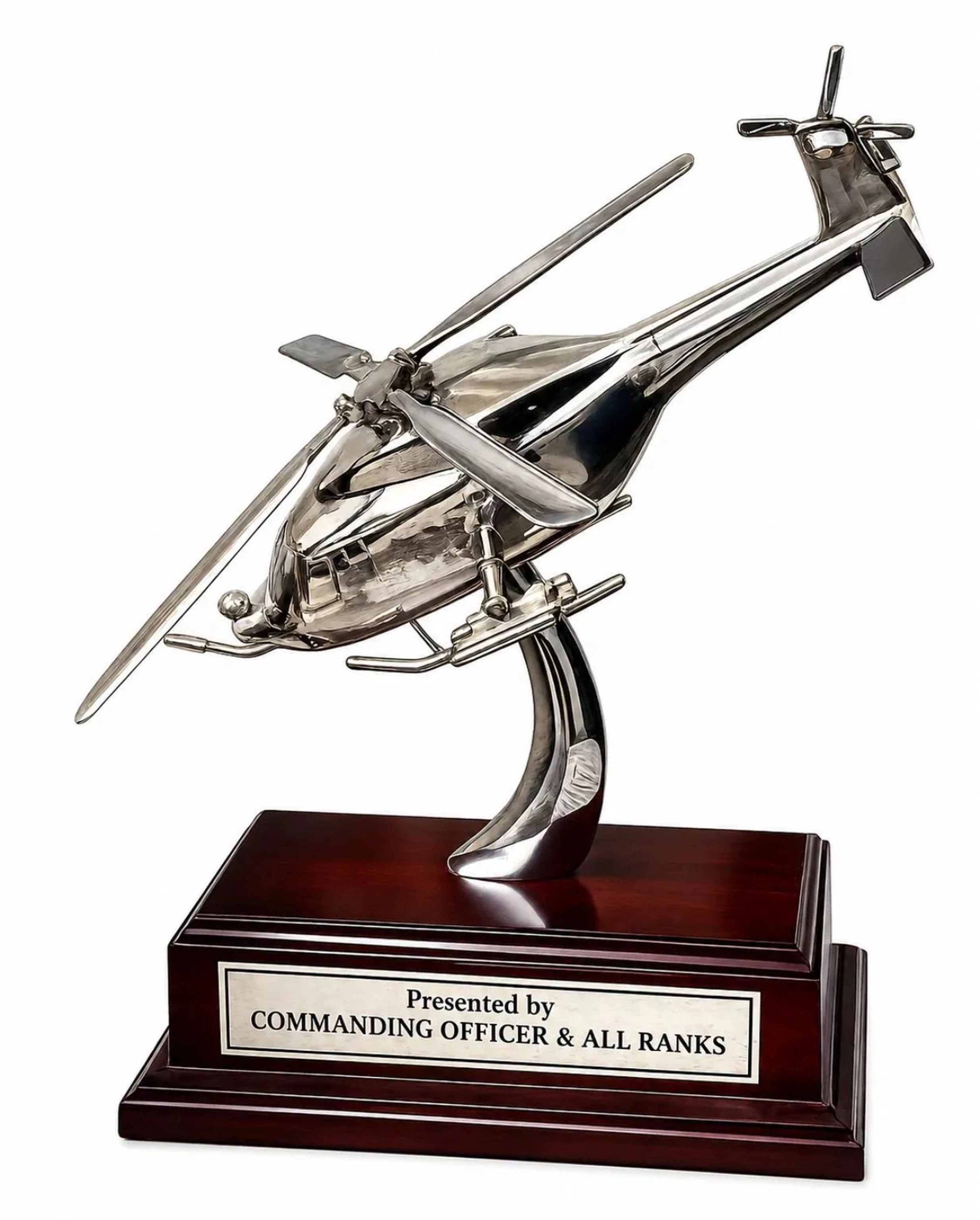Custom Helicopter Metal Sculpture Trophy